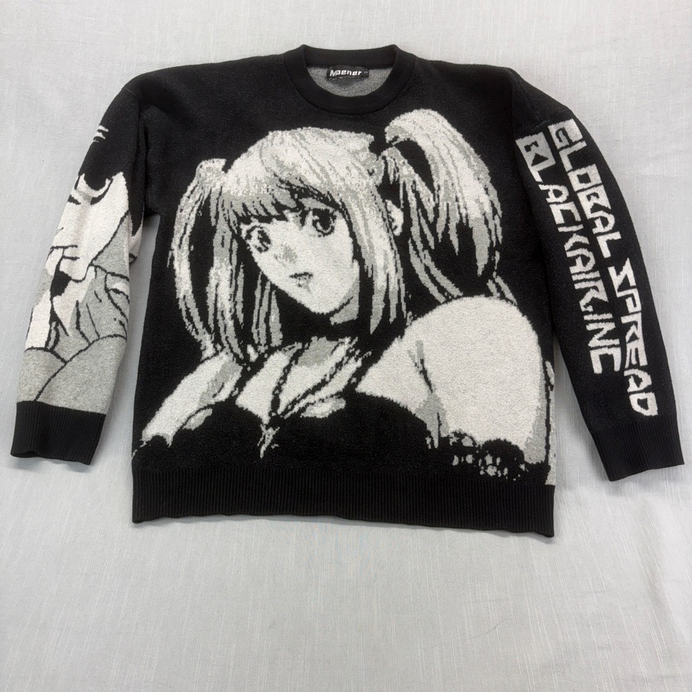 Maener Death Note Misa Amane Anime Sweater Small Black Streetwear Graphic Knit